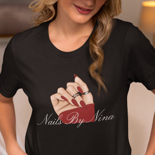 Elegant Chic Nail Beauty Salon Manicurist Uniform T-Shirt