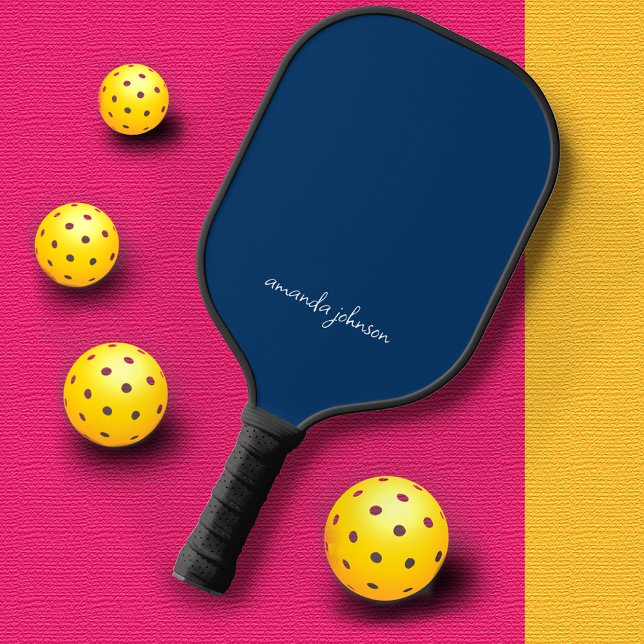 Elegant Chic Navy Blue Monogram Pickleball Schläger (Von Creator hochgeladen)