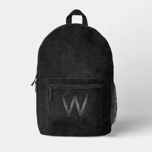 Elegant Chic Personalisiert Monogram Charcoal Blac Bedruckter Rucksack