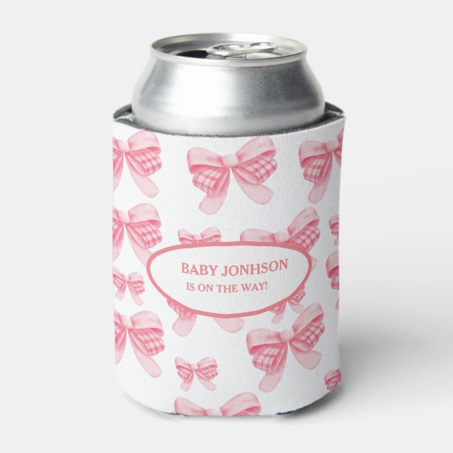 Elegant & Chic Pink Bow Girl Babydusche Dosenkühler (Kanne Vorderseite)