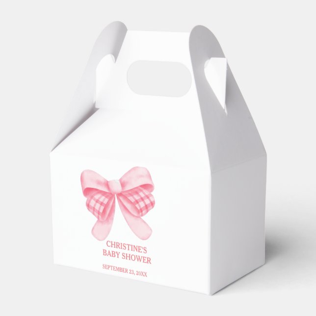 Elegant & Chic Pink Bow Girl Babydusche Geschenkschachtel (Vorderseite)