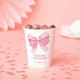 Elegant & Chic Pink Bow Girl Babydusche Pappbecher