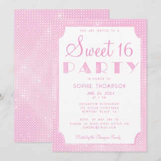 Elegant Chic Pink Glitzer Sequins Sweet 16 Party Einladung