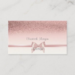 Elegant Chic Pink Ribbon Bow, Glitzer Bokeh Visitenkarte