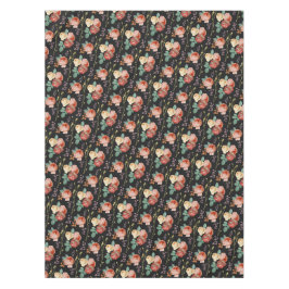 Elegant Chic Pink Roses Floral on Black Tischdecke