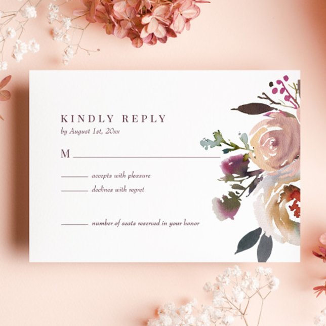 Elégant Chic Romantique Rose mariage carte RSVP (Créateur téléchargé)