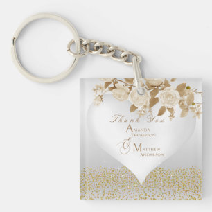 Elegant Chic Rose Monogram White Schlüsselanhänger