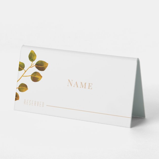 Elegant Chic Rose Monogram White Tischaufsteller (Vorderseite)
