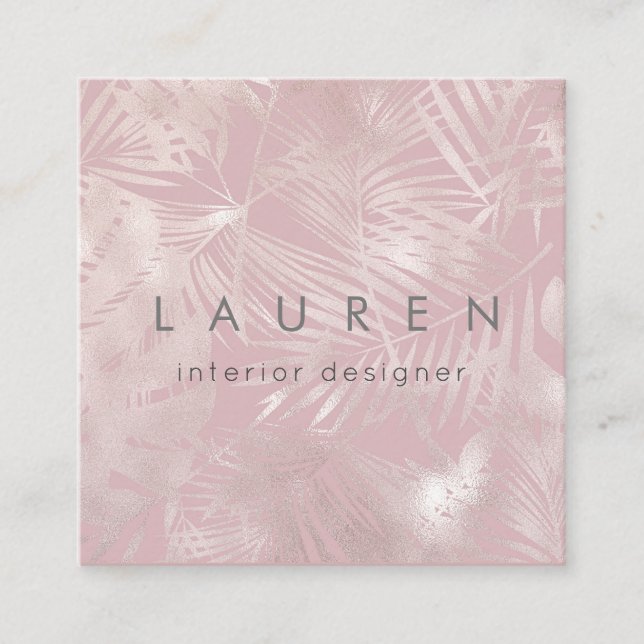 Élégant chic rose or faux Carte de visite (Devant)