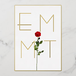 Elegant Chic Rose Stem Monogram Wedding Folieneinladung