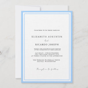 Elegant & Chic Script Blue Wedding Einladung