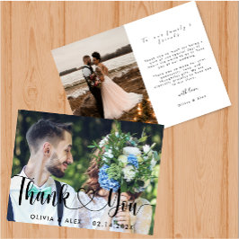 Elegant Chic Script Liebe Herz Danke Karte