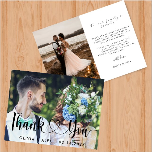 Élégant Chic Script Love Heart Carte de remercieme (Créateur téléchargé)