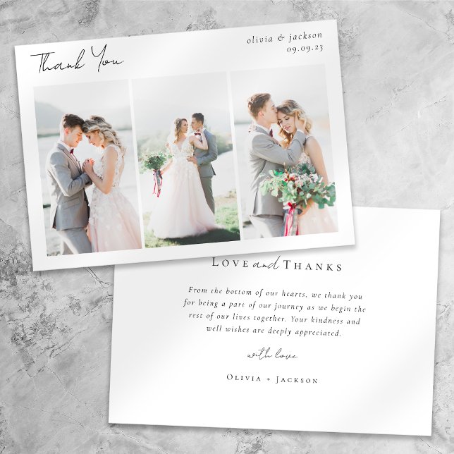 Elegant Chic Script Photo Collage Wedding Karte (Von Creator hochgeladen)
