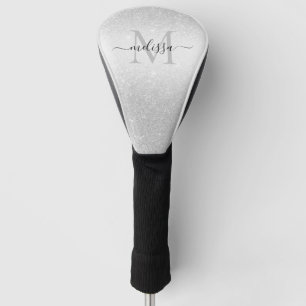 Elegant Chic Silver Glitzer Monogram Golf Headcover