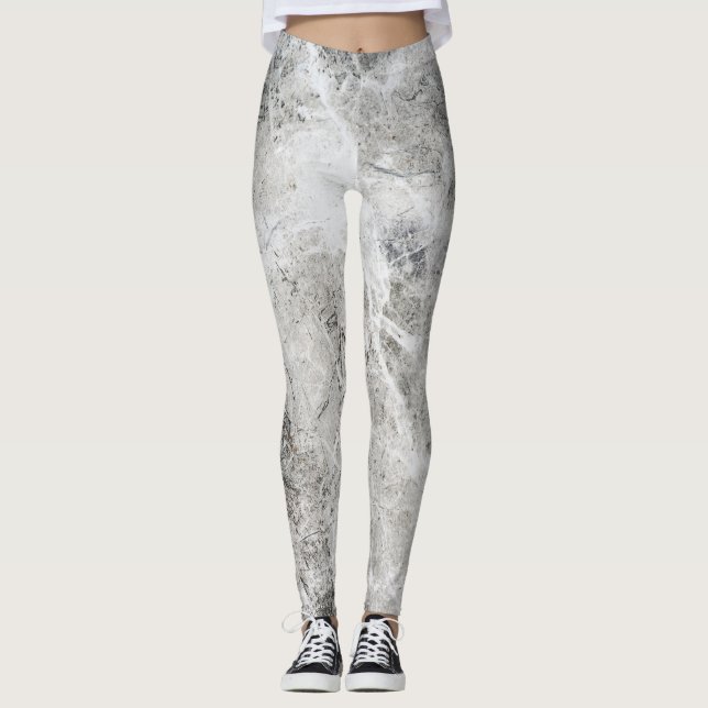 Elegant Chic Silver Marble Leggings (Vorderseite)