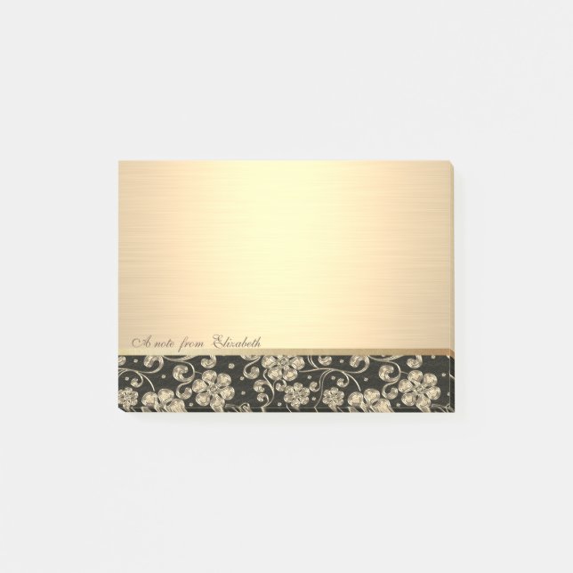 Elegant Chic Stilmädchen , Goldene Blume Post-it Klebezettel (Vorderseite)