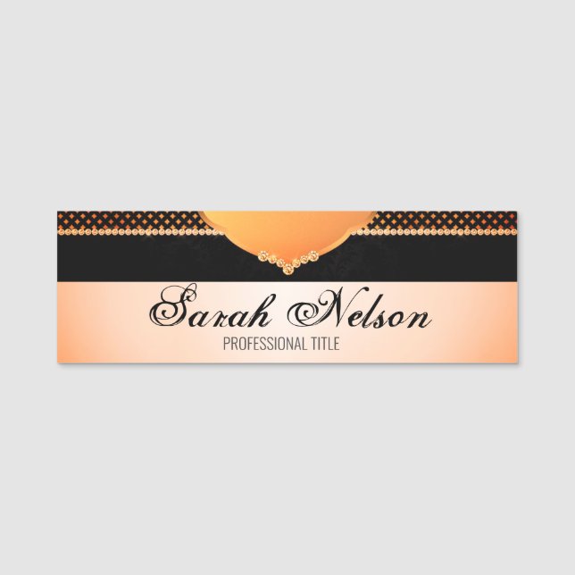 Elegant Chic Stylish Diamonds Namensschild (Vorderseite)