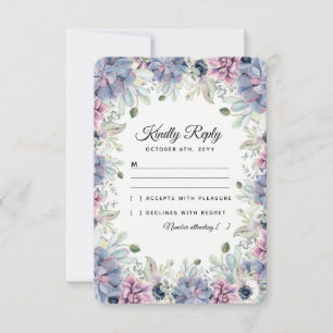 Elegant Chic Succulents Florals Wedding RSVP Karte