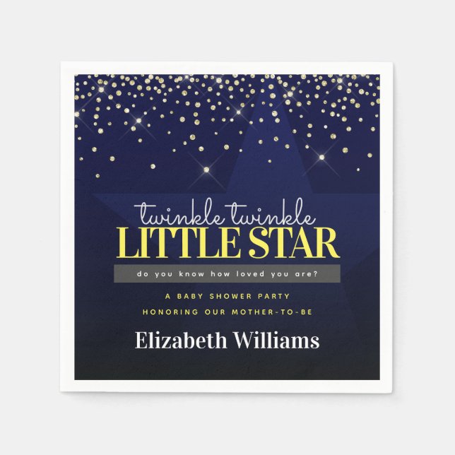 Elegant Chic Twinkle Little Star Baby Shower Serviette (Vorderseite)