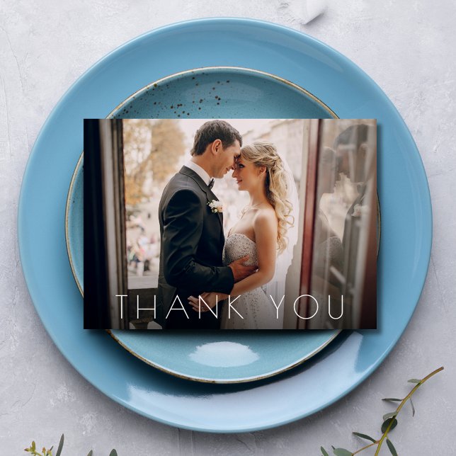 Elegant Chic Two Foto Wedding Vielen Dank Dankeskarte (Elegant Chic Two Photo Wedding Thank You Card)