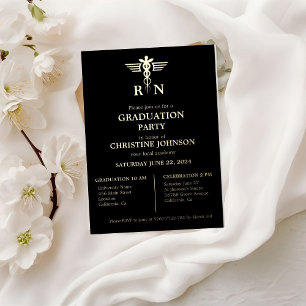 Elegant Chic Typografy Nurse Graduation Party Foi Folieneinladung