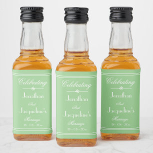 Elegant Chic Wedding Names Soft Mint Green Mini Alkoholflaschenetikett