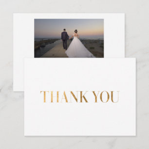 Elegant Chic White Gold Danke Foto Card
