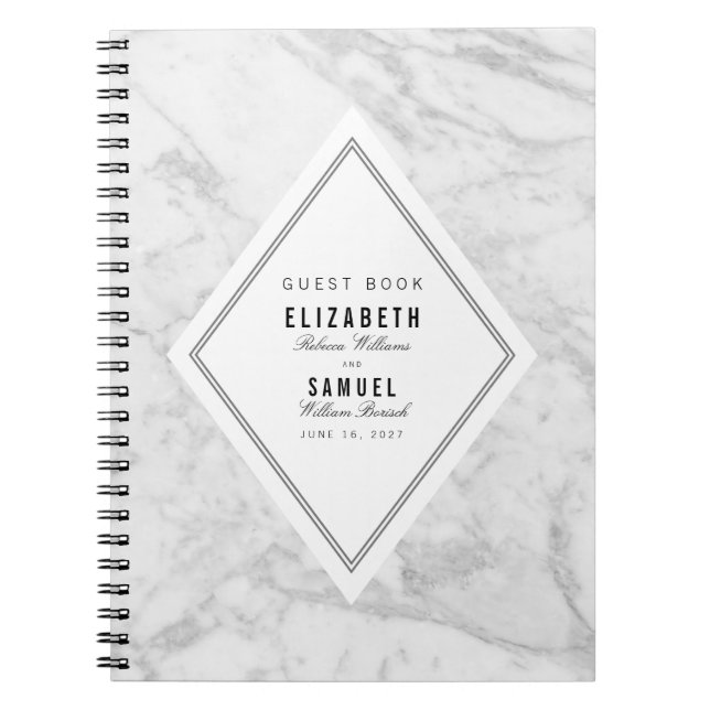 Elegant Chic White Gray Marble Wedding Gästebuch Notizblock (Vorderseite)