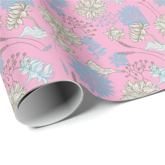 Elegant Chic Wildflower Pink Geschenkpapier