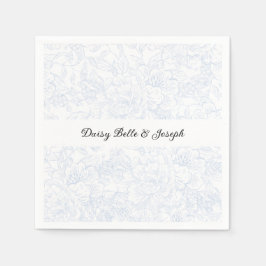 Elegant Chinoiserie Blue Floral Wedding Serviette