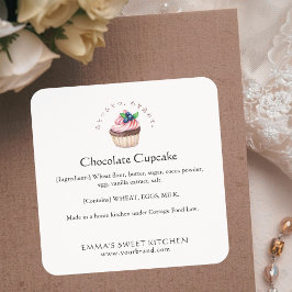 Elegant Chocolate Berry Cupcake Bakery Ingredient Quadratischer Aufkleber