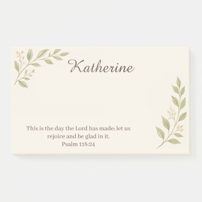 Elegant Christian Botanical Sticky Notes 10"x6" Post-it Klebezettel (Vorderseite)