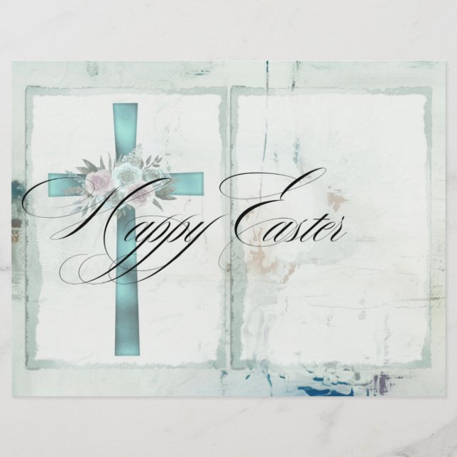 Elegant Christian Easter Teal Blue Scrapbook Paper Flyer (Vorne)