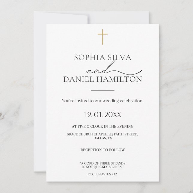 Elegant Christian Wedding Invitation  (Devant)