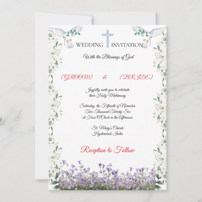 Elegant Christian Wedding Invitation Template Einladung (Vorderseite)