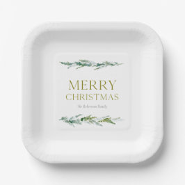 Elegant Christmas Evergreen Personalized  Pappteller