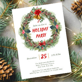 Elegant Christmas Festive Wreath Holiday Party Einladung
