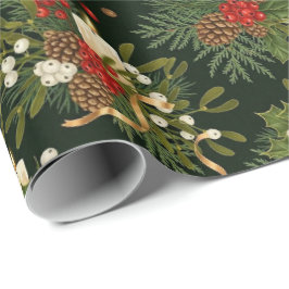 Elegant Christmas Floral Pinecone Pattern Geschenkpapier