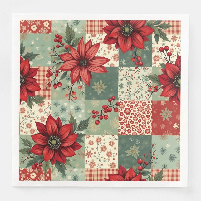 Elegant Christmas Floral Quilt Pattern  Serviette (Vorderseite)