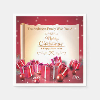 Elegant Christmas Gift Boxes Red Silver Holiday Serviette