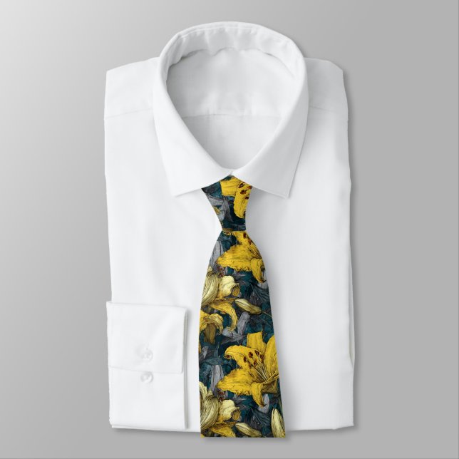 Elegant Christmas Gift For Boyfriend Lilies Floral Krawatte (Gebunden)