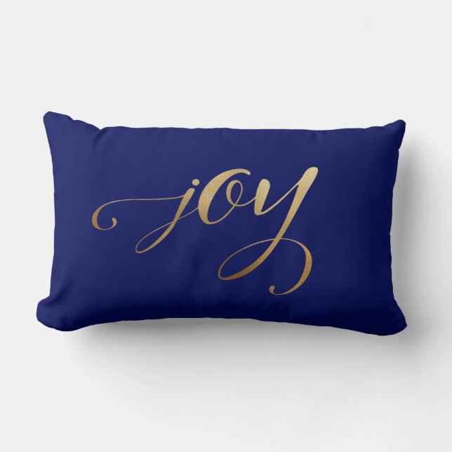 Elegant Christmas Gold Holiday Joy Navy Blue Lendenkissen (Vorderseite)