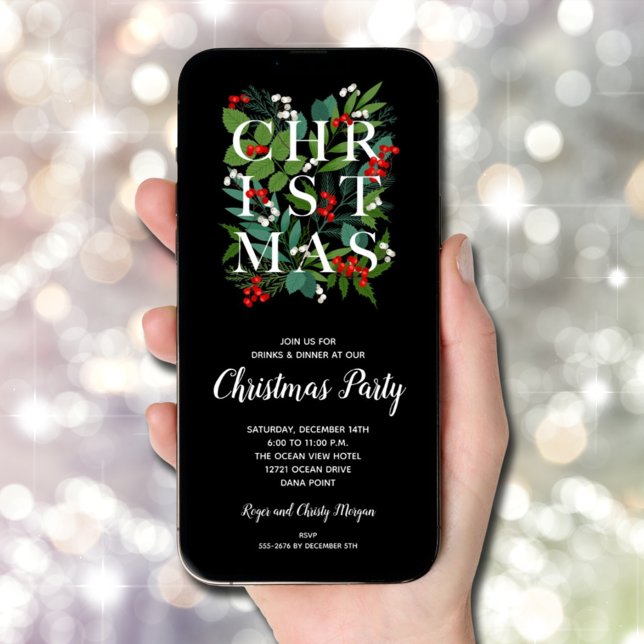 Elegant CHRISTMAS Grüne Party Einladungen (Elegant CHRISTMAS Greenery Party Invitations - INSTANT DOWNLOAD and/or PRINTED.)