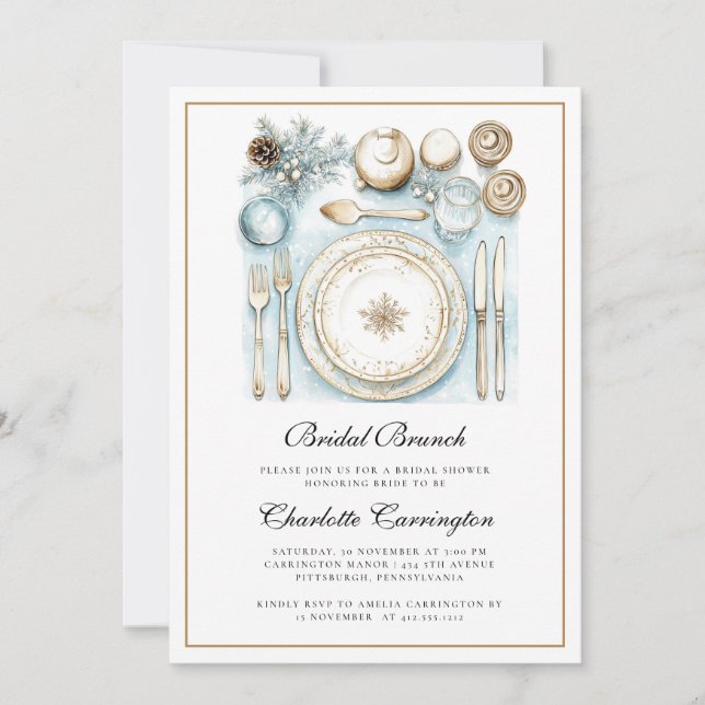 Elegant Christmas Holiday Bridal Brunch Invitation (Devant)