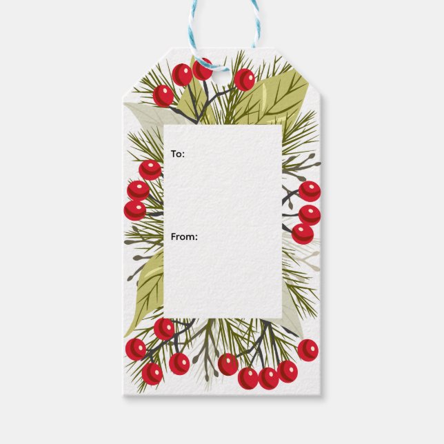 Elegant Christmas/Holiday Holly Geschenkanhänger (Vorderseite)