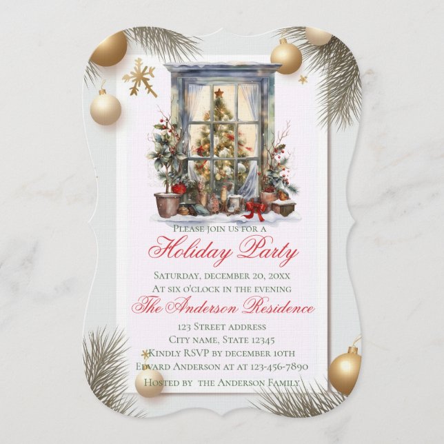 Elegant Christmas Holiday Invitation Einladung (Vorderseite)