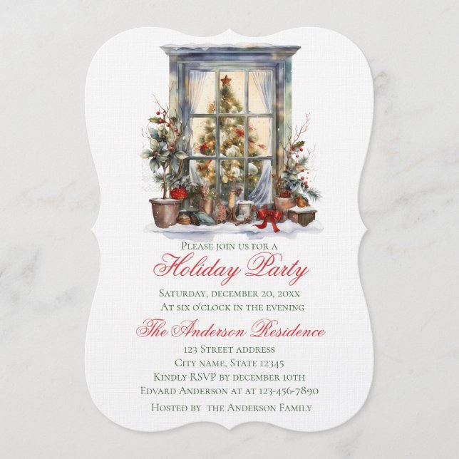 Elegant Christmas Holiday Invitation Window (Devant)