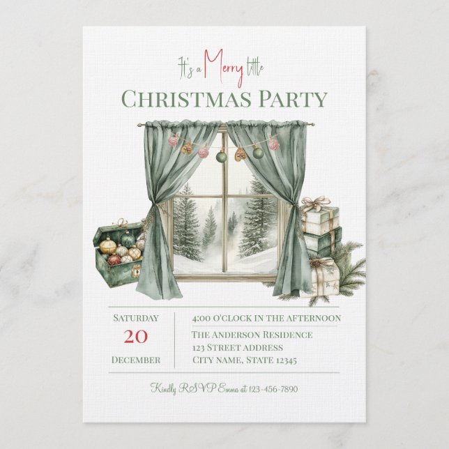 Elegant Christmas Holiday Party Einladung (Vorderseite)