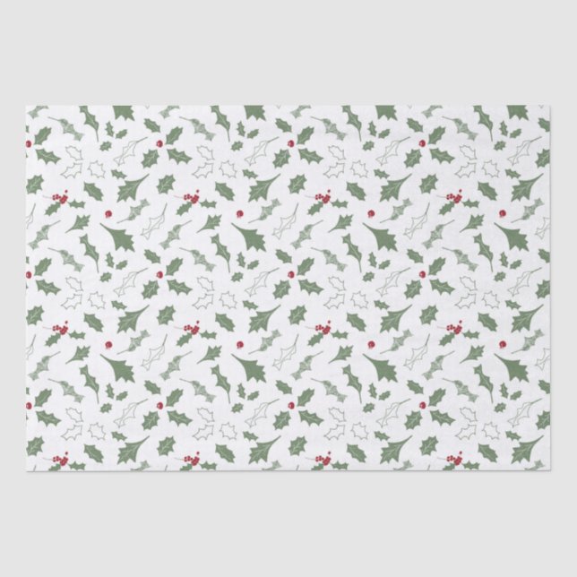 ELEGANT CHRISTMAS HOLLY SEIDENPAPIER (Vorderseite)